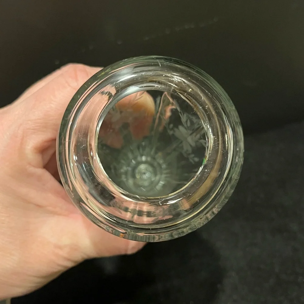 Vintage Automobile Limousine Etched Glass Bud Vase
